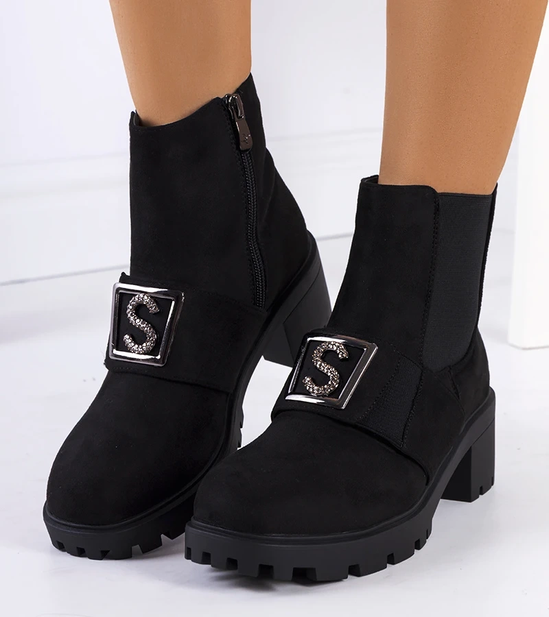 Schwarze Stiefeletten mit Absatz Seul