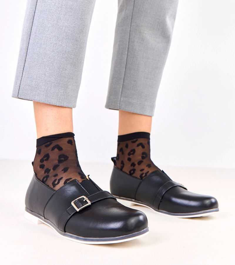 Schwarze Damenhalbschuhe mit Lederinnensohle Klensi