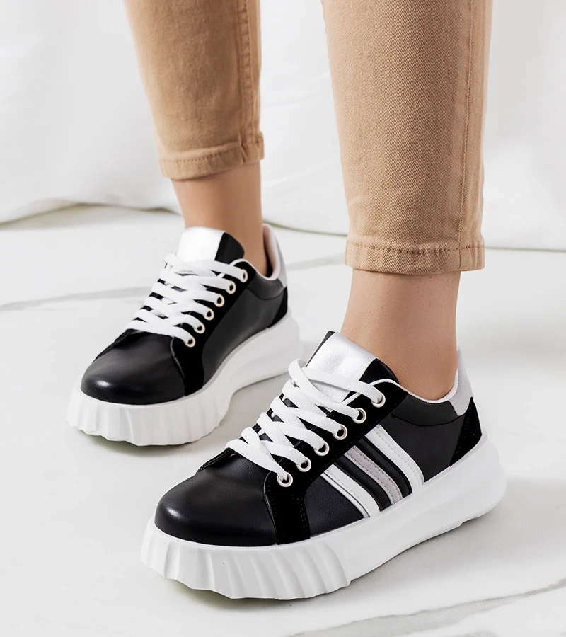 Schwarze Prinsep-Plattform-Sneaker