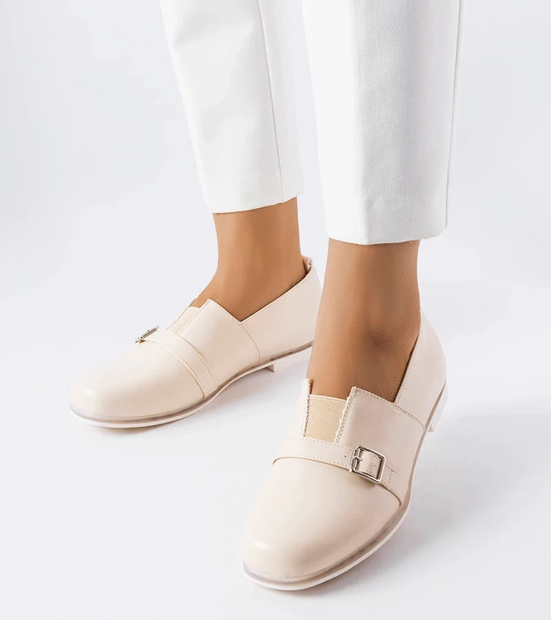 Beigefarbene Halbschuhe mit Lederinnensohle von Felosa