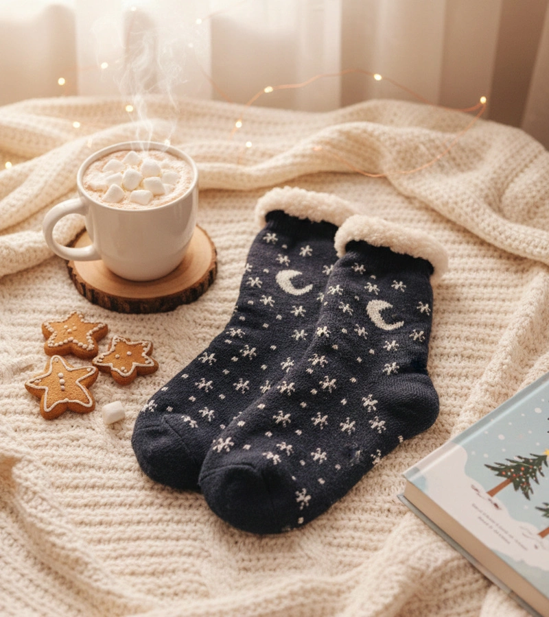 Graue Wintersocken mit Grondi Fellbesatz