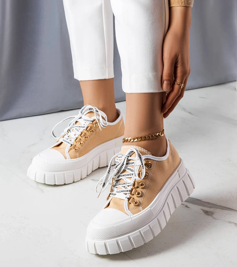 Beige Toni Plateau-Sneaker