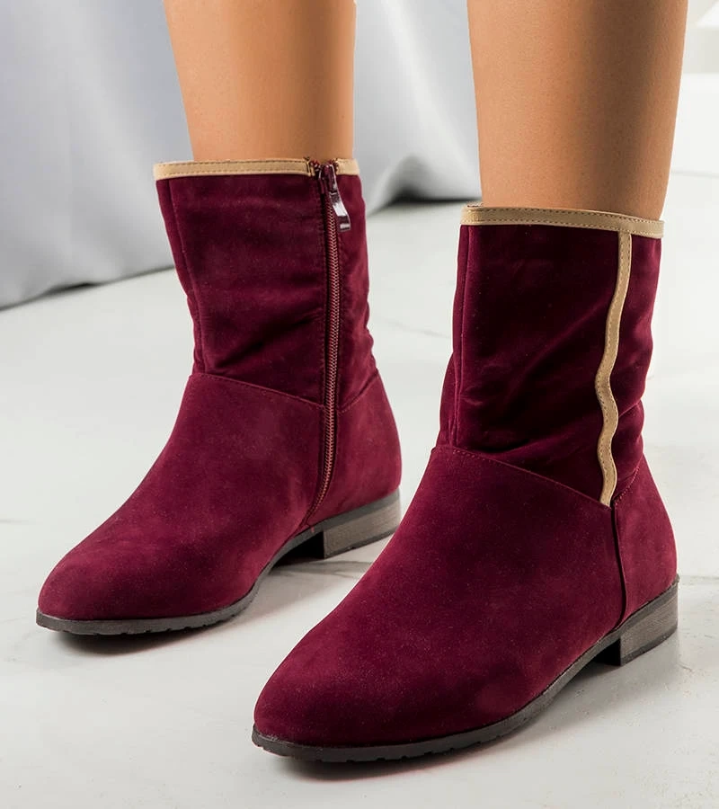 Bordeauxrote klassische Lersey Stiefeletten