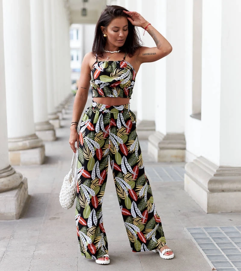 Schwarzes Set mit Top und Hose Litta