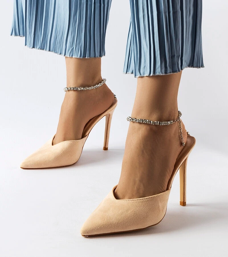 Beige Stilettosandalen mit Zirkonia von Claude