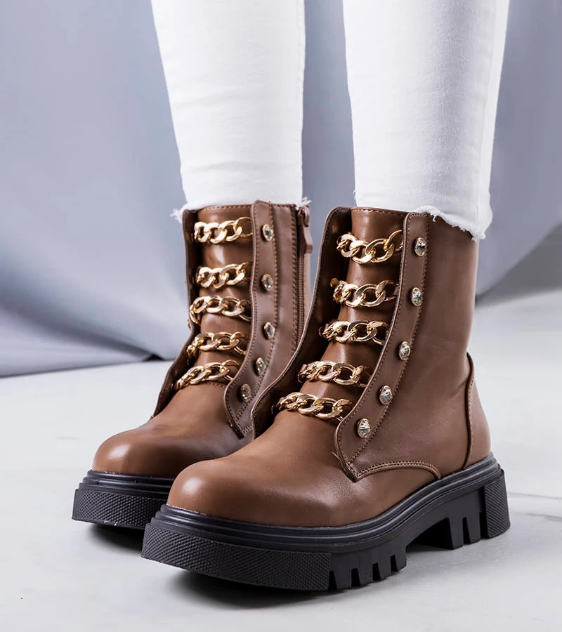 Braune gefütterte Stiefeletten Perno