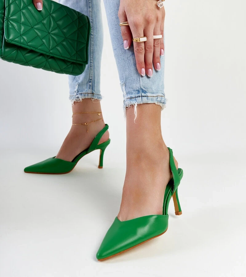 Grüne Stilettos mit offener Ferse von Fontanile