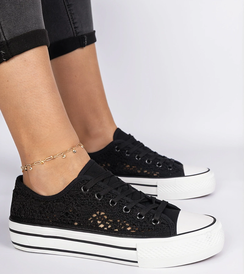 Schwarze Damen-Lochsneaker Fernansis