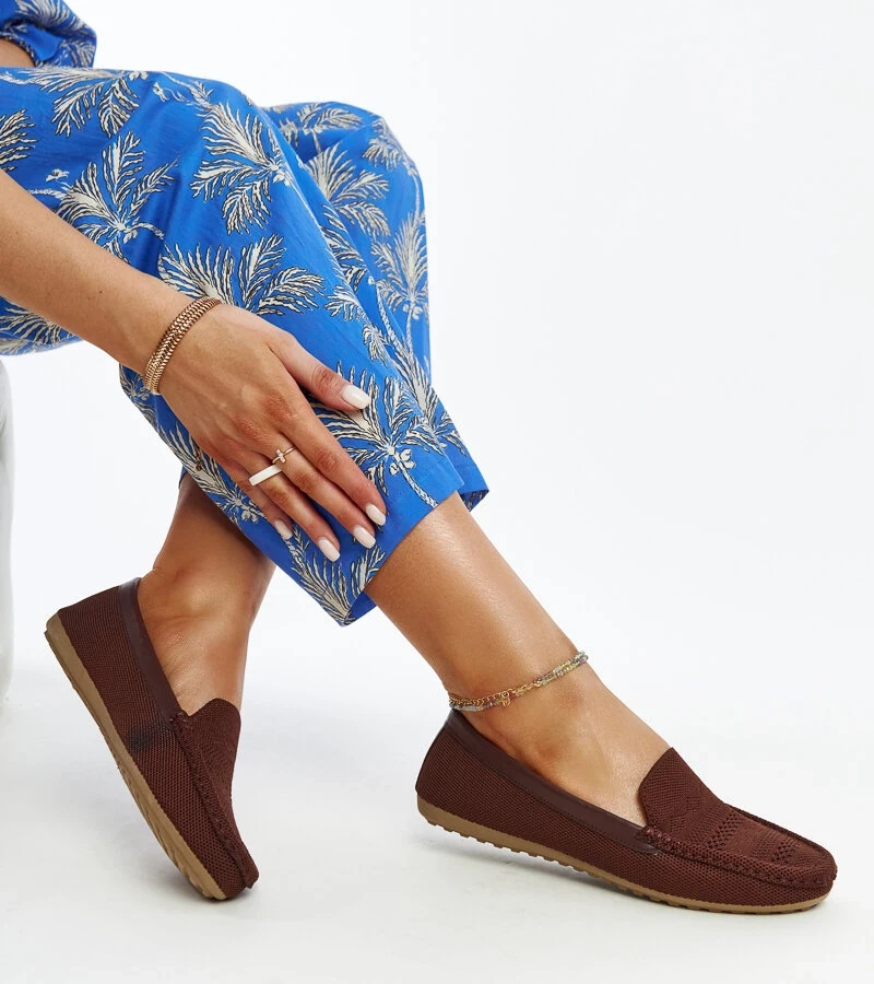 Braune Stoff-Mokassins Fiammetta