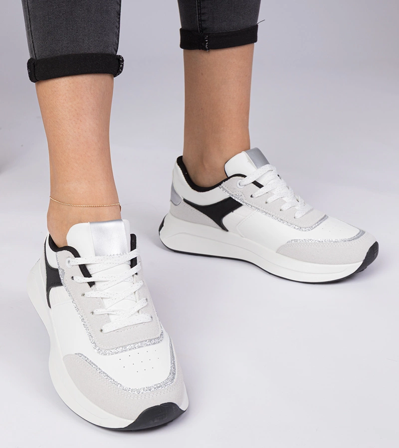 Weiße Damensneaker mit Glitzer Markuta