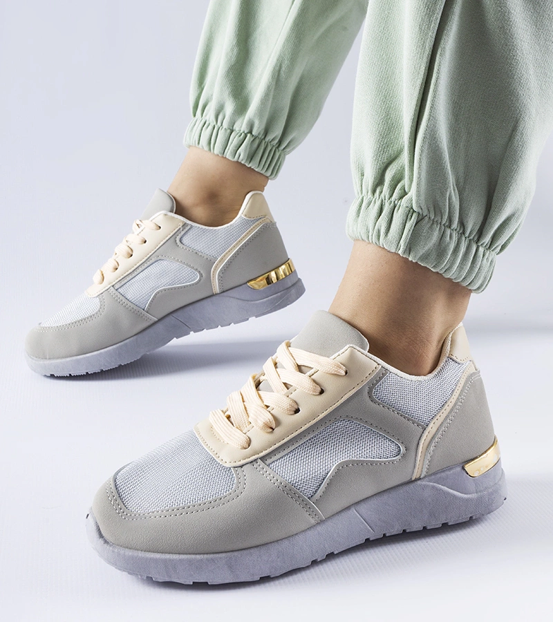 Graue Gallo-Sneaker aus kombinierten Materialien